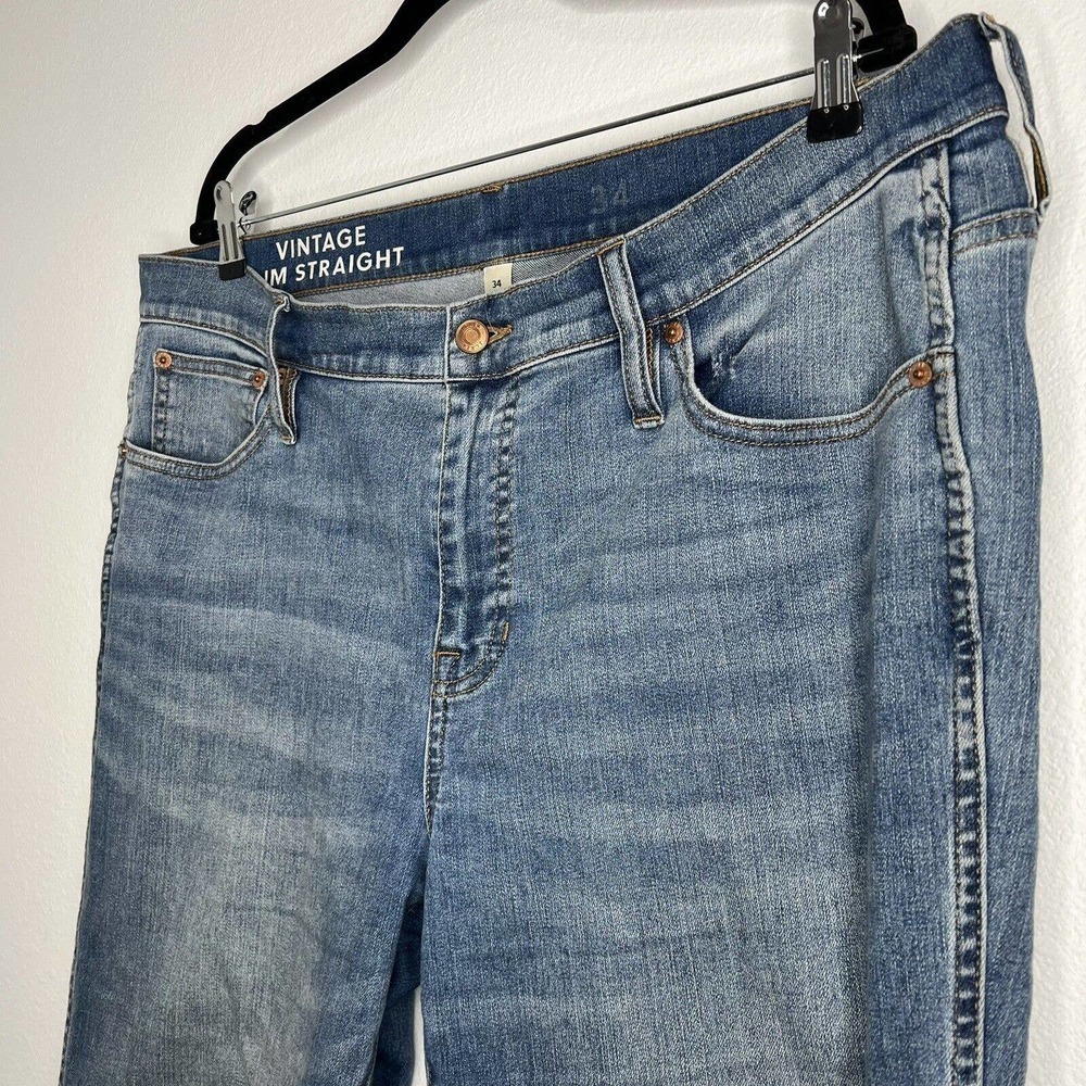 J. Crew 9" Vintage Slim-Straight Jeans in Blue Vista Wash Denim BH765 Sz 34 - Picture 7 of 16